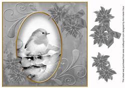 Robin1 Silver Toned 8in Swirl Decoupage Topper