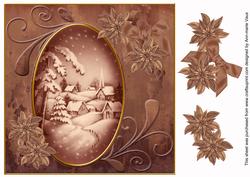 Snowy Village Dusky Pink Toned 8in Swirl Decoupage Topper