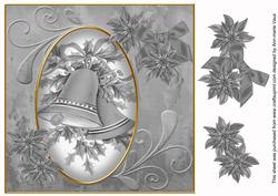 Christmas Bells Silver Toned 8in Swirl Decoupage Topper