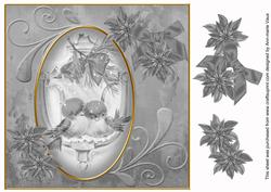 Lovebirds Silver Toned 8in Swirl Decoupage Topper