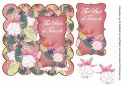 Fuchsia Pink Best of Friends 7in Decoupage Scallop Topper