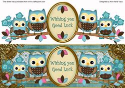 Blue Owls Good Luck Large Dl Decoupage Step by Step