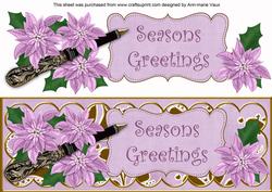 Lilac Poinsettia Seasons Greetings Xl Dl Decoupage Topper