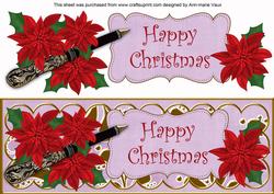 Red Lil Poinsettia Happy Christmas Xl Dl Decoupage Topper