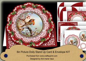 Red Robin Both of You 3D Picture Doily Card & E Kit