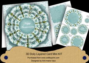Teal Magnolia Happy Anniversary 3D Doily Card Mini Kit
