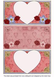 Pink 3 Vintage Valentine Dl Insert Panels