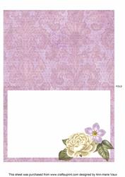 Cream Rose Fmk Lilac Fancy Square Kit Matching Folded Insert