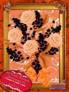 A4 Extreme Decoupage Peach Rose and Black Bouquet Kit