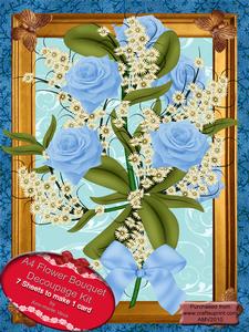 A4 Extreme Decoupage Cream Bouquet Blue Rose Kit