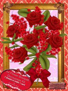 A4 Extreme Decoupage Red Rose Bouquet Kit