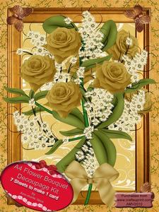 A4 Extreme Decoupage Old Gold Roses Kit