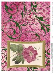 Single Pink Rose Curved Gold Card