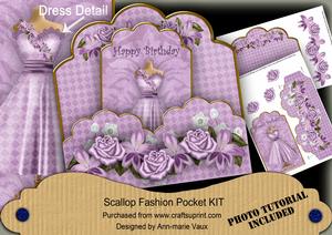 Lilac Check Happy Birthday Scallop Fashion Tag Cf Mini Kit