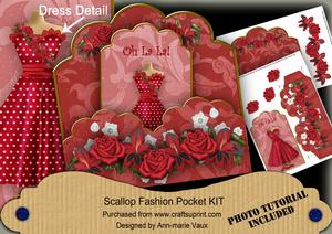 Red Dotty Oh La La Scallop Fashion Tag Cf Mini Kit