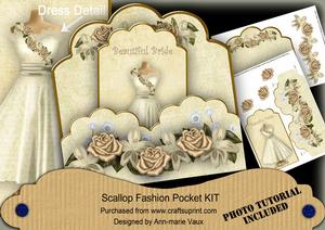 Cream Rose Beautiful Bride Scallop Fashion Tag Cf Mini Kit