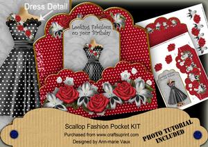 Red B Dotty Looking Fabulous Scallop Fashion Tag Cf Mini Kit