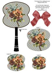 Mixed Flower Bunch Oriental Fan 3D Topper