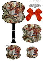Oriental House Hand Fan 3D Toppers