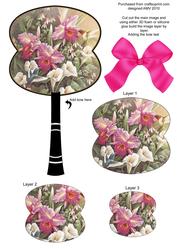 Exotic Flowers Oriental Hand Fan 3D Toppers