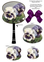 Giant Pansies Oriental Hand Fan 3D Toppers