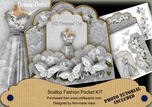 Silver Butterfly Dressed Up Scallop Fashion Tag Cf Mini Kit