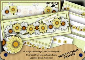 Lemon Daisy Happy Birthday Large Dl Decoupage Card & Env Kit
