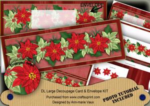 Red Olive Poinsettia Large Dl Decoupage Card & Env Kit