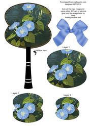 Morning Glory Oriental Hand Fan 3D Topper