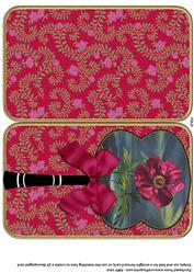 Plum Peony Oriental Hand Fan Card