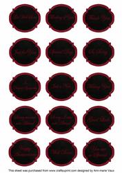 Red Blk Rose Matching All Occasion Sentiment Label Sheet
