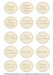 Cream Rose Matching Birthday Sentiment Fancy Label Sheet