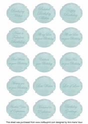 Teal Magnolia Matching Birthday Sentiment Fancy Label Sheet