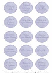 Blue Magnolia Matching Birthday Sentiment Label Sheet