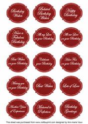 Red Gladioli Matching Birthday Sentiment Label Sheet