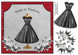 Red Black Dotty Made to Measure Fashion Decoupage 8in Topper