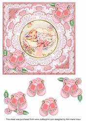 Baby Girl Congratulations 7in Doily Decoupage Topper