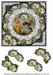 Black Tulips Just for You 7in Doily Decoupage Topper