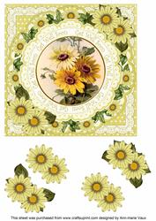 Sunflower Daisy Get Well Soon 7in Doily Decoupage Topper