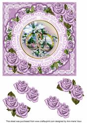 Lilac Rings Happy Anniversary 7in Doily Decoupage Topper