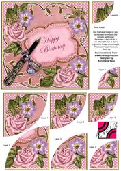 Pink Multi Happy Birthday 6in Duo Corner Stacker