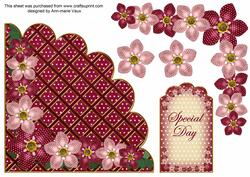 Pink Fmk Special Day 7in Scallop Corner Decoupage Topper