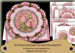 Pink Roses Happy Birthday 3D Picture Doily C & E Kit