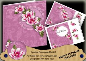 Cerise Magnolia 8in Aperture Decoupage Cf Mini Kit