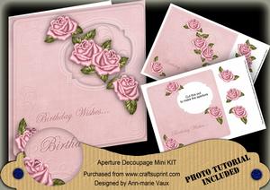 Pink Rose Birthday Wishes 8in Aperture Decoupage Cf Mini Kit