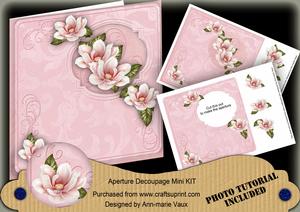 Pink Magnoilas 8in Aperture Decoupage Cf Mini Kit