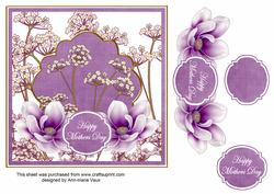Purple Magnolia Mothers Day 7in Time Flower Decou Topper