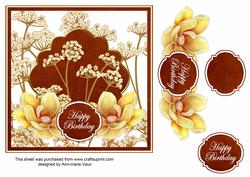 Sunrise Magnolia Happy Birthday 7in Time Flower Decou Topper
