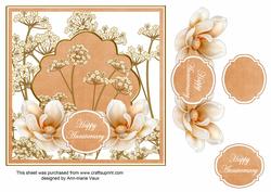 Borange Magnolia Happy Anniversary 7in Time Flower Topper