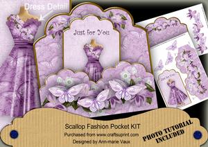 Lilac Butterfly Birthday Scallop Fashion Tag Cf Mini Kit